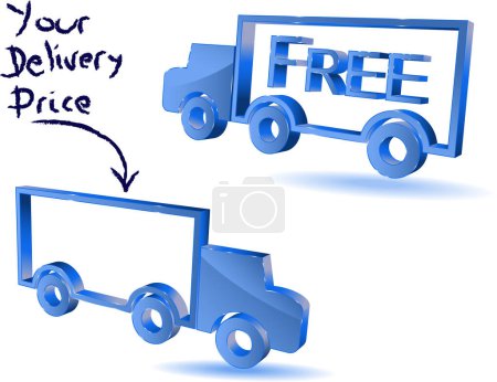Téléchargez les illustrations : 3 d illustration d'un camion avec un signe "e - commerce " - en licence libre de droit