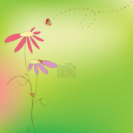 Ilustración de Hermoso fondo floral con flores decorativas creativas. tarjeta de vector. - Imagen libre de derechos