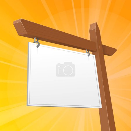 Illustration for Illustration of wooden sign for photo on empty room. - Royalty Free Image