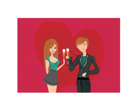 Illustration for Happy couple celebrating valentines day. - Royalty Free Image