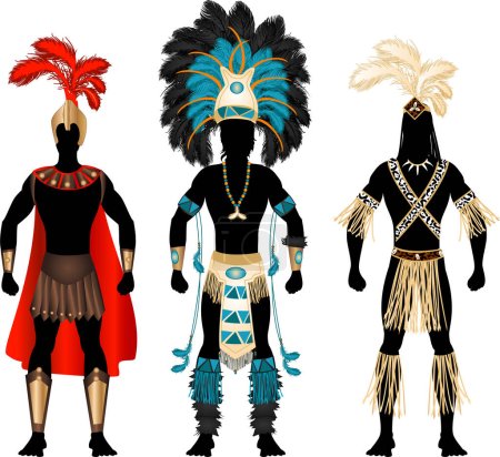 Téléchargez les illustrations : Costumes de carnaval masculin sur blanc - en licence libre de droit