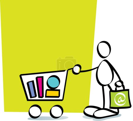 Illustration for A man is shopping with your shopping cart - Royalty Free Image