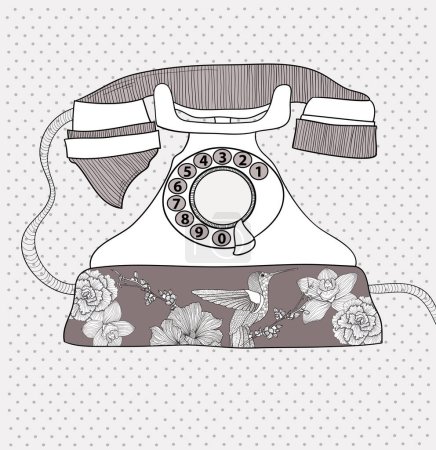 Illustration for Vector illustration of retro vintage telephone - Royalty Free Image