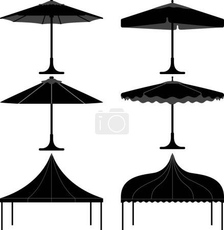 Téléchargez les illustrations : Ensemble de parapluies noirs. - en licence libre de droit