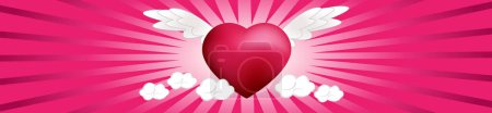 Illustration for Valentines day background with heart shape and pink ribbon - Royalty Free Image