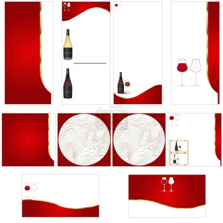 Téléchargez les illustrations : Ensemble d'éléments de vin, cetor - en licence libre de droit