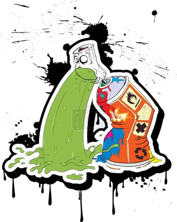 Ilustración de Spray puede vomitar con pintura verde - Imagen libre de derechos