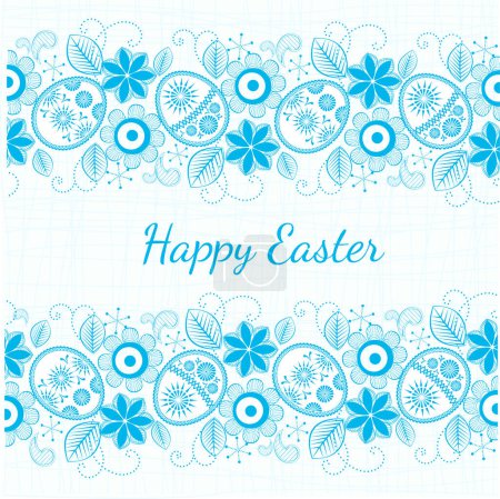 Illustration for Happy easter card with flowers - Royalty Free Image