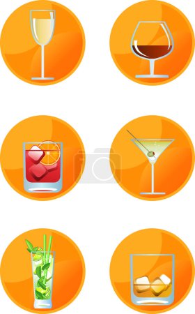 Téléchargez les illustrations : Ensemble vectoriel de cocktails et boissons. - en licence libre de droit