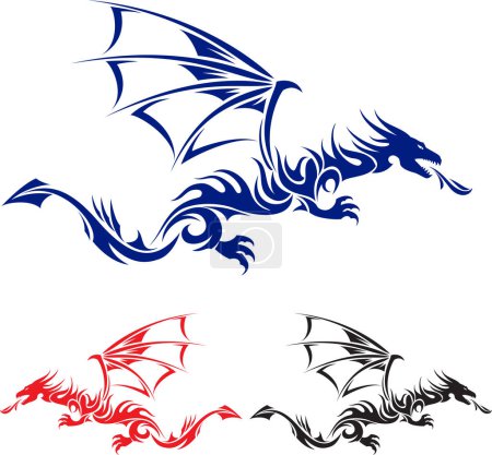 Illustration for Dragons set of vector illustration - Royalty Free Image