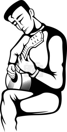 Téléchargez les illustrations : Illustration d'un homme jouant de la guitare - en licence libre de droit