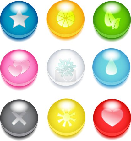 Illustration for Set of nine 3d colored icons with different signs - Royalty Free Image