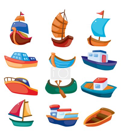 Téléchargez les illustrations : Collection d'icônes bateaux. - en licence libre de droit