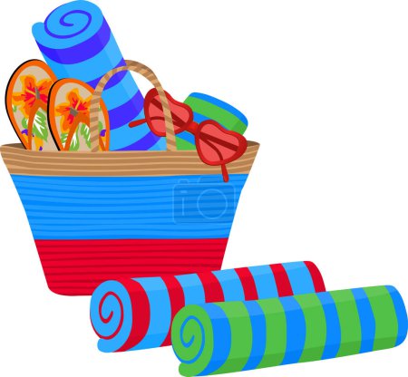 Illustration for Christmas basket of gifts, illustration on white background - Royalty Free Image