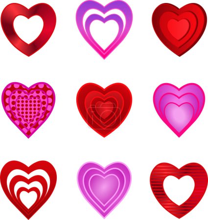 Ilustración de Vector conjunto de San Valentín 's corazones del día - Imagen libre de derechos