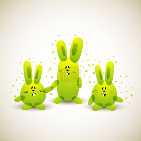 Téléchargez les illustrations : Ensemble de lapins de Pâques drôles avec des émotions différentes. illustration vectorielle. - en licence libre de droit