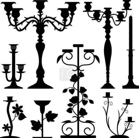 Ilustración de Silueta vectorial de viejos candelabros - Imagen libre de derechos