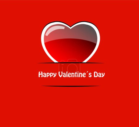 Illustration for Vector red valentine heart with glossy element isolation over white background - Royalty Free Image