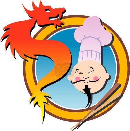 Illustration for Asian chef  symbol, restaurant logo - Royalty Free Image