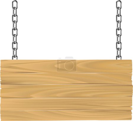 Ilustración de Signo de madera vector con cadena en blanco - Imagen libre de derechos