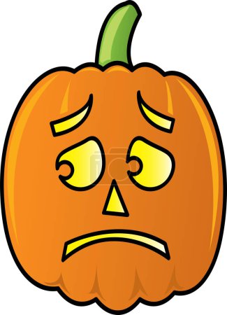Ilustración de Cabeza de calabaza de Halloween de dibujos animados con expresión triste. vector ilustración diseño - Imagen libre de derechos