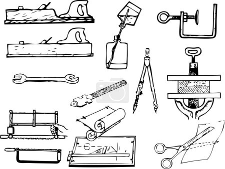 Téléchargez les illustrations : Outils pour différents emplois dans l'atelier. - en licence libre de droit