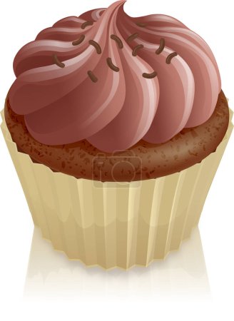 Téléchargez les illustrations : Illustration d'un cupcake sur fond blanc - en licence libre de droit