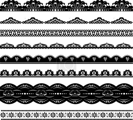 Illustration for Seamless black and white borders elements - Royalty Free Image