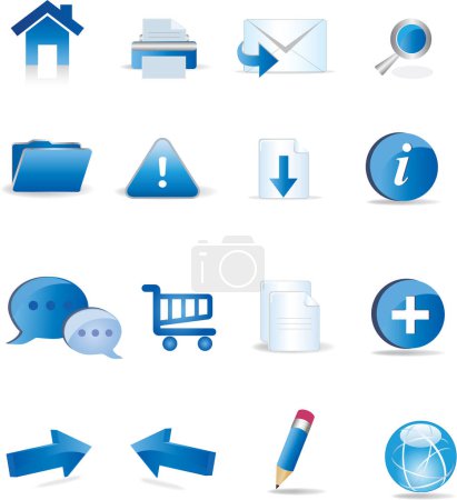 Illustration for Blue icons set collection - Royalty Free Image
