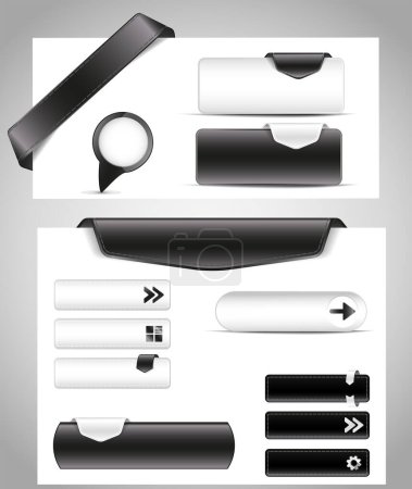 Ilustración de Conjunto de botones en blanco y negro - Imagen libre de derechos