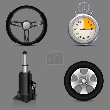 Illustration for Illustration of car and rally logo set - Royalty Free Image