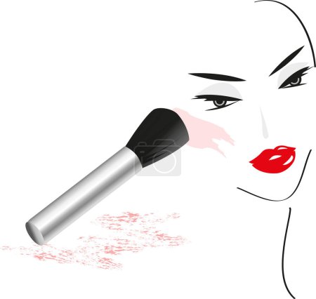 Illustration for Woman 's face with red lipstick - Royalty Free Image