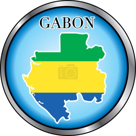Téléchargez les illustrations : Gabon Bouton rond illustration vectorielle - en licence libre de droit