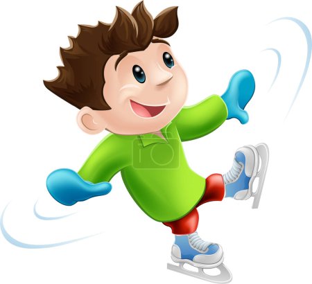 Illustration for Illustration of a young boy skating on a white background - Royalty Free Image