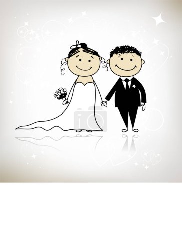 Illustration for Bride and groom with hands together - Royalty Free Image