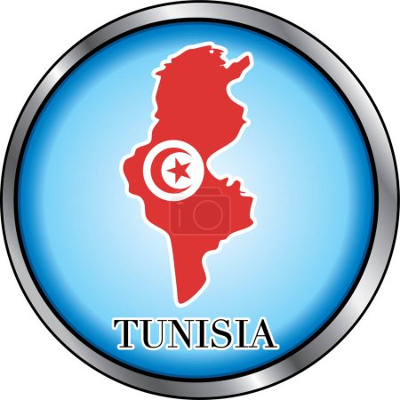 Téléchargez les illustrations : Tunisie Bouton rond illustration vectorielle - en licence libre de droit