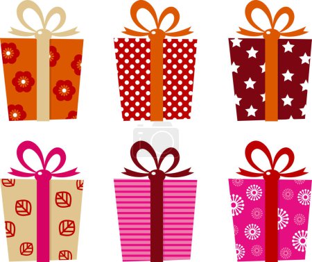 Illustration for Set of colorful gift boxes. christmas and new year collection, vector illustration isolated on white background. - Royalty Free Image