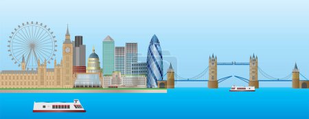 Illustration for London cityscape with famous landmarks - Royalty Free Image