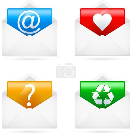 Téléchargez les illustrations : Enveloppe avec icône mail isolée sur fond blanc - en licence libre de droit