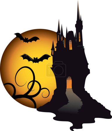 Téléchargez les illustrations : Halloween château illustration vectorielle - en licence libre de droit