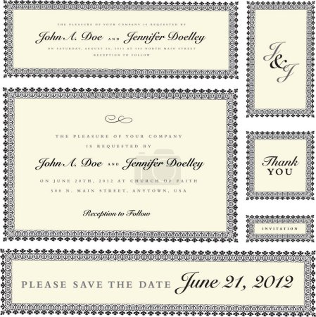 Téléchargez les illustrations : Modèles de mariage invitation vintage - en licence libre de droit