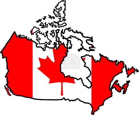Téléchargez les illustrations : Carte, drapeau du Canada. illustration vectorielle - en licence libre de droit