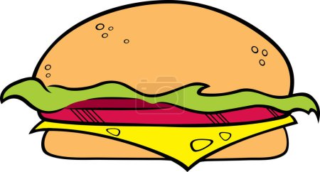 Téléchargez les illustrations : Illustration vectorielle d'un sandwich dessin animé - en licence libre de droit