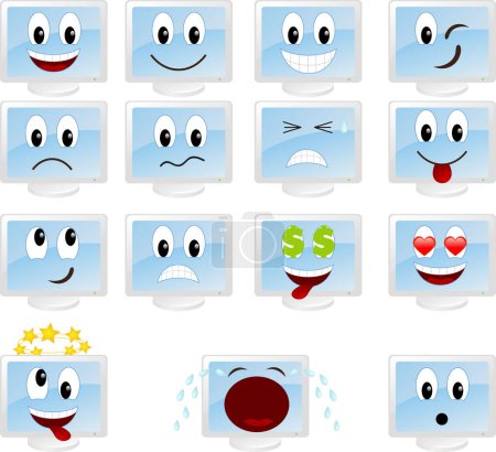Illustration for Set of emoji emoticon with different emotions - Royalty Free Image