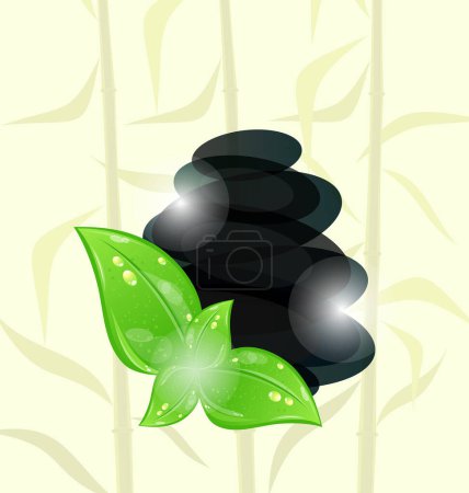 Illustration for Spa stones with leaves and flower vector illustration design - Royalty Free Image