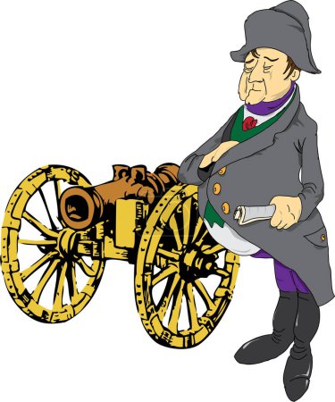 Ilustración de Ilustración de un cañón y militar - Imagen libre de derechos