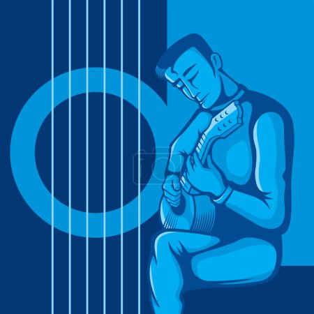 Téléchargez les illustrations : Illustration d'un homme jouant de la guitare. - en licence libre de droit