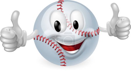 Illustration for 3 d cartoon baseball ball with thumbs up - Royalty Free Image