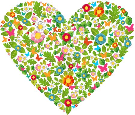 Ilustración de Corazón de las flores. ilustración vectorial. - Imagen libre de derechos