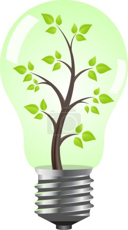 Illustration for Green tree inside of bulb - Royalty Free Image